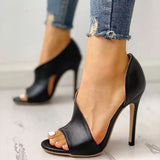 Breakj Summer Station 4243 High-Heeled Fish Mouth Sandals Women Large Size Sidefish Thin Women's Shoes Fashion