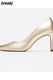 rozmiar 33-41 kobiety pompy wysokie obcasy buty damskie Pu skóra elegancka kobieta buty na obcasie Party buty damskie moda