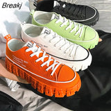 Men's Platform Canvas Shoes Comfortable Casual Shoes Male Solid Color Heighten Shoes Couple Man Sneakers New Summer