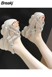 Sandals Comfort Shoes for Women Muffins shoe Clogs With Heel Suit Female Beige New Sports Flat Thick Girls Black Fashion