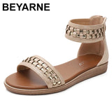 2021 Bohemia Gladiator Ankle Strap Sandals Women Flat Fisherman Sandals Summer Open Toe Roman Shoes Size 9