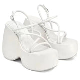 Goth Chunky Platform Sandals Women Fashion Wedges High Heel Gladiator Sandals Woman Plus Size 43 Summer Shoes