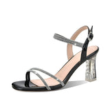 Size 34-40 Women Crystal High Heels Sandals Sequined Ankle Strap Shoes 2022 Summer Gold Silver Purple Black Zapatos Para