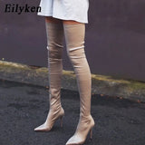 2022 Thigh High Boots Over The Knee Elastic Stretch Boots Mujer Sexy Knee High Heels Sexy Nightclub Sock Boots