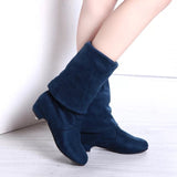 And Winter New Female Knee Boots Korean Version Of Thin Leg Elastic Velvet Boots Low And Women's