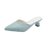 White Elegant Office Shoes Women Temperament High Heels 5CM Slip on Sandals Slip-on Comfortable Ladies White Women