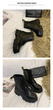 Botas Women Motorcycle Ankle Boots Wedges Female Lace Up Platforms Spring Black Leather Oxford Shoes Woman 2021 Botas