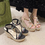 Breakj Sandals Women 2025 Summer Korean Edition New Slope Hedley Diamond Fish Mouth