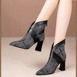 Autumn / Winter New Martin Boots Female British Wind Thick Heel High Heel Ankle Boots Belt Buckle Stripe Rear Zip Fashion