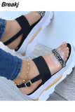 Summer Women Platform Buckle Strap Sandals Thick Bottom Casual Lady Anti-Slip Beach Shoes Sequins Footwear Sandalias