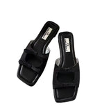Slippers Women Square Toe Sandals Beach Walking Shoes Summer Open Toe Slides 2024 Slingback Flip Flops Zapatillas De