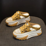 Breakj Summer Head Hollow Half-Slippers Women Wear Internal High Casual Shoes Fashion Thick Soles Pedal