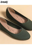 Women's flat Shoes Zapatos De Mujer Autumn Round flat Shoes Loafers Ballerine Femme Knitting Weave Casual Black Ladies