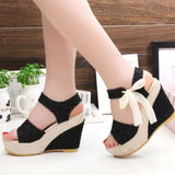 lace Women Wedges heeled women Shoes Summer Sandals Party Platform High Heels Shoes