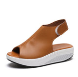 5 Styles Summer Women Sandals Platform Wedges Sandals Leather Swing Peep Toe Casual Shoes Women Walk Shoes Flats Size