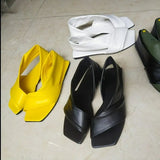 New Summer Women's Sandals Fashion Solid Color Non-lace Sleeves Simple Square Toe Open Toe All-match Design Women's