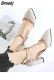 Summer Footwear High Heels T Strap Rivet Pumps Chunky Heels Sandal Patent Leather Dress White Wedding Shoes Ladies