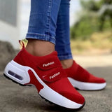 Women Red Sneakers Ladies Air Cushion Shoes Woman Mesh Sneakers Female Breathable Flats Increase Womens Casual