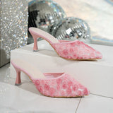 Breakj Summer New Summer Fashion Heel Sandals Women Casual Flowers Wearing Pointed Thin And Large-Size