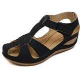 Breakj Summer New Women's Shoes Large-Size Hollow Women's Shoes Car Sewing Slope And Round Head Hollow Laser Sandals