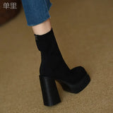 Breakj Velvet Short Boots Women 2025 Autumn And Winter New Thick Background Thick And Side Zipper Plus Velvet Fashion Boots Thin