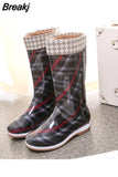 High Top Waterproof Mid Calf Boots Women Rain Shoes Spring/autumn PVC Fashion Non-slip Women's Rain Boots Water
