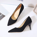 Breakj Spring New Large-Size High-Heeled Single-Shoe Rubber Sheel Fine Heel Light-Mouthed Women's Velvet High-Heeled