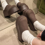 Breakj Head Women's Shoes 2025 New Plus Velvet Thick-Bottomed Slippers Outside Bokensong Cake Cotton