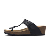Fashion Summer Women Wedge Cork Flip Flops Slipper 2023 New Beach Outside Non-slipe Trifle Platform Med Heel Slide