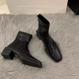 Heel Square Head Thin Boots Ankle Boots Women's Shoes 2024 New Autumn And Winter Korean Small Ankle Boots Martin