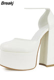 Big Size 43 Brand New Great Quality Block High Heel Chunky Platform Shoes Spring Summer Sexy Goth Mary Jane Footwear