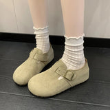 Breakj Round Head Boken Shoes Women's New Autumn Buckle Flat Shoes Casual Simple And Not Tired Women's