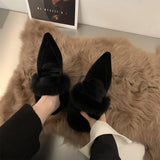 Women Thick Fur Winter Slippers Warm Shoes Slippers Platform Heels Casual Cotton Home Slides Boots 2023 New Plush Women