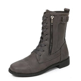 Breakj And Winter New Large Size 43 Flat Bottom Martin Boots Women's High-Tipper Zip Women Belt Buckle