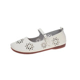 Breakj And South Korea Hollow Flat Bottom One-Word Buckle Shallow Single-Shoe Women Soft Bottom Carvings Breathable Lazy People Happy