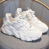 White Women Shoes New Chunky Sneakers for Women Lace-Up White Vulcanize Shoes Casual Fashion Dad Shoes Platform