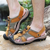 Men Summer Sandals Leather Outdoor Beach Shoes Pure Handmade Shoes Fashion Big Size Slippers Men Luxury Casual