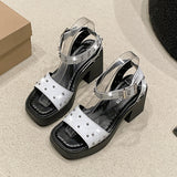 Breakj Rivet High Heel Sandals In The Summer Of 2025 Women's Thick Heel With Buckle Toe Fashion