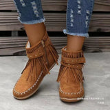 Women's Boots 2025 Autumn And Winter 2025 New Large-Size Rivet Flat Bottom Tuxedo Boots