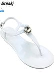 Flat Bottom Women Sandals Fashion Rhinestone Clip Toe Girl Footwear Large Size Flip Flops Comfortable Ladies Jelly