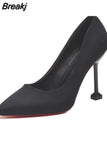 New Fashion Spring and Autumn Temperament Solid Color Belt Heel Shoes All-match High-heeled Pointed Toe Shallow