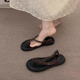 Coffee French Fine-Dip Evening Sandals Fairy Shoes Wear 2025 Summer New Holiday Flat Roman