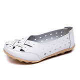 Flat Shoes Casual Shoes Leather Rubber Lofers Ladies Non-slip Cut Out Breathable Summer Women's Moccasins Plus