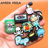 Quanlity Cartoon Charms Shoes PVC Punk Audio Tape Shoe Decaration Kid's Gift Accessories Perfume Tomato Bomb Canned