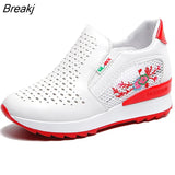 2023Women Comfortable Casual Shoes Summer Slip on Loafers Mixed Colors Hollow Out Increasing Internal Height Sneakers