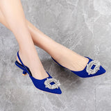 Bride Shoes Comfortable Triangle Heeled Party Wedding Shoes 2023 Brand Women Pumps Luxury Crystal Slingback High
