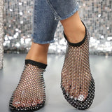 Breakj Summer New Fish Mouth Sandals Women Lace Sexy Mesh Sandals Large Size Water Drill Round Head Sandals