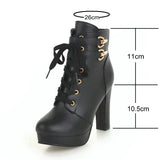 Pink White Black JK Uniform Womens Chunky Platform Ankle Boots Lolita Super High Heel Lace Up Boots Sweet Lace Side Zipper