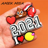 PVC Shoe Buckle Accessories Funny Digital/Heart Shaped/Feces Shoes Decoration Jibz for Croc Charms Bracelets Kids
