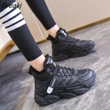 Winter Shoes Women Warm Fur Plush Sneakers Lady Casual Shoes Lace Up Chunky Sneaker Zapatillas Mujer Platform Snow